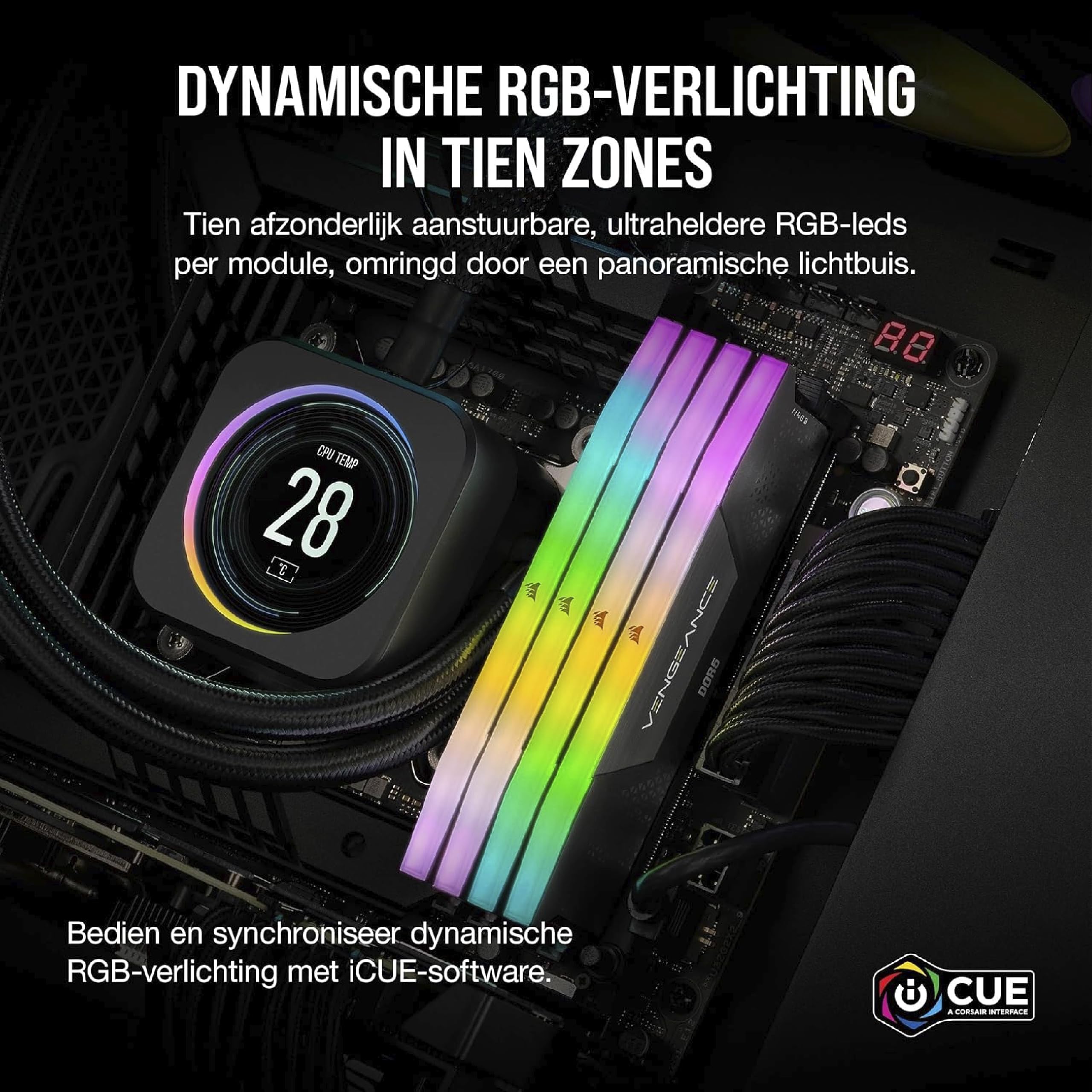 CORSAIR VENGEANCE RGB DDR5 RAM 96GB (2x48GB) 6000MHz CL30-36-36-76